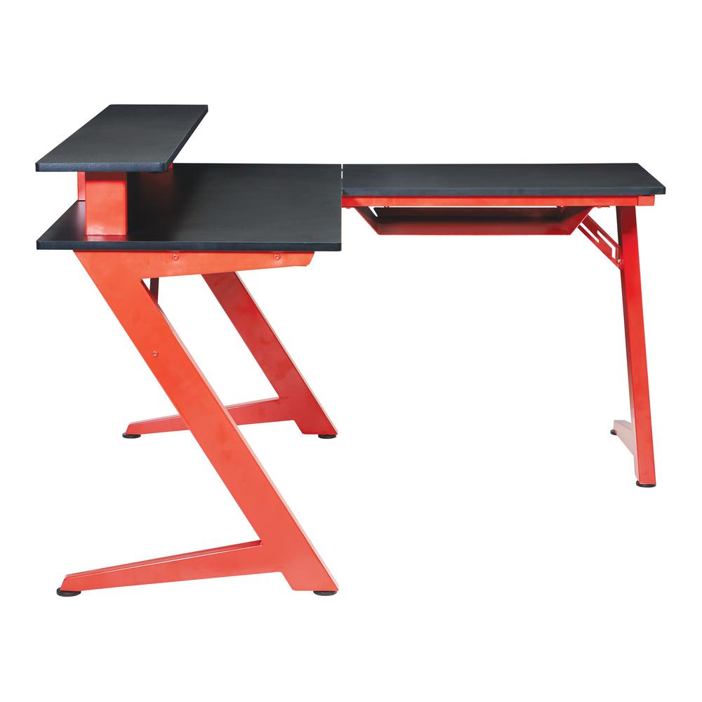 Avatar Battlestation L-Shape Gaming Desk with Carbon Top and Matte Red Legs, AVA25-RD