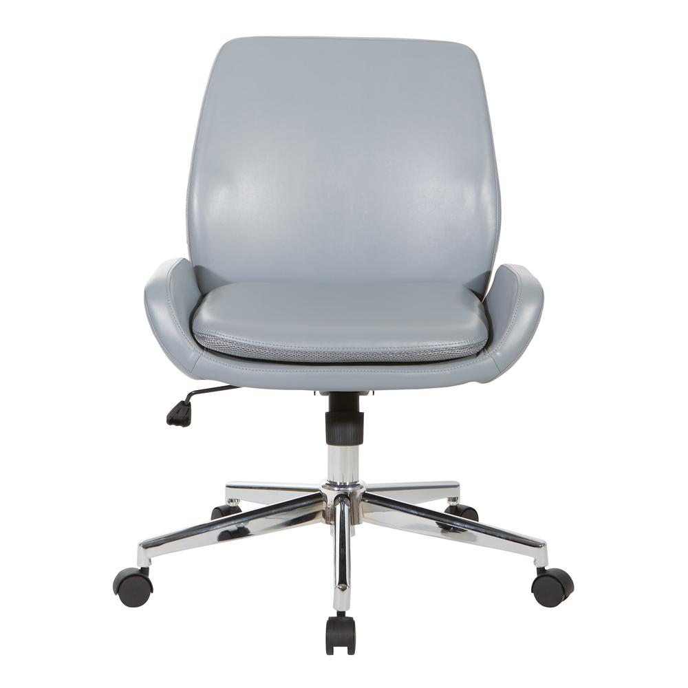 Charcoal Grey Faux Leather Chair with Chrome Finish Base, FL61903C-U42
