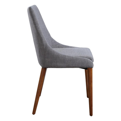 Palmer Mid-Century Modern Fabric Dining Accent Chair in Dove Fabric 2 Pack, PAM2-M55