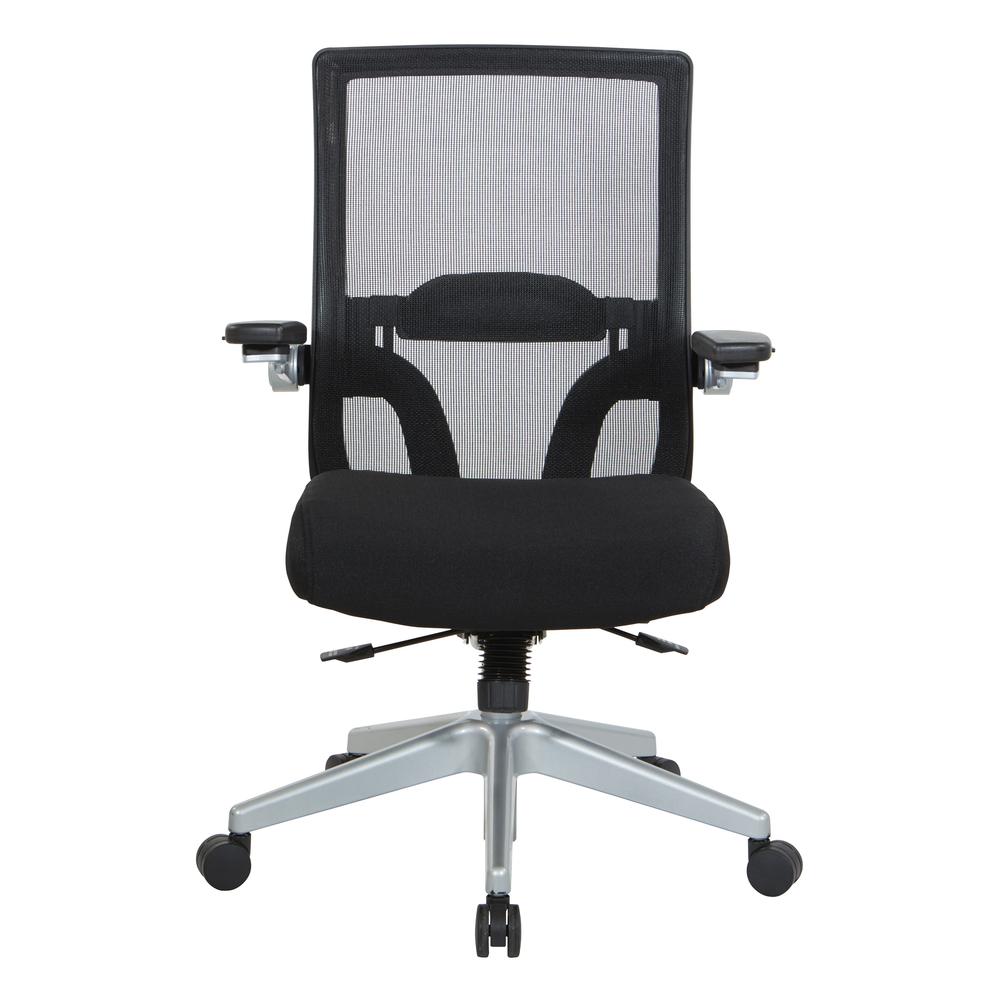 Manager's Chair with Breathable Mesh Back and Black Fabric Seat with a Silver Base. , 867-B36N64R