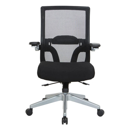 Manager's Chair with Breathable Mesh Back and Black Fabric Seat with a Silver Base. , 867-B36N64R
