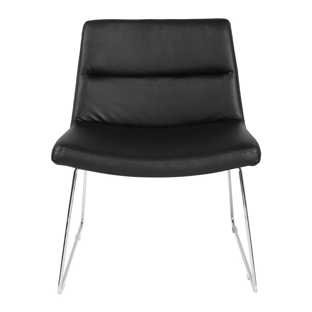 Thompson Chair in Black Faux Leather with Chrome Sled Base, THP-U6