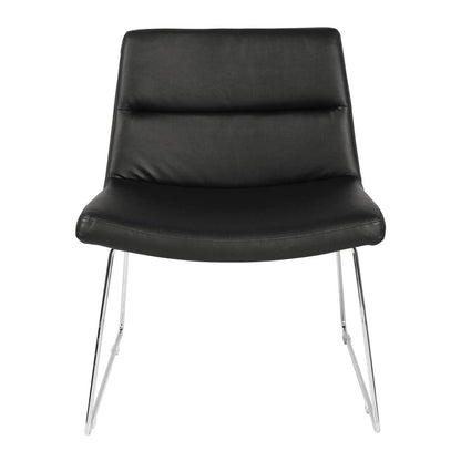 Thompson Chair in Black Faux Leather with Chrome Sled Base, THP-U6