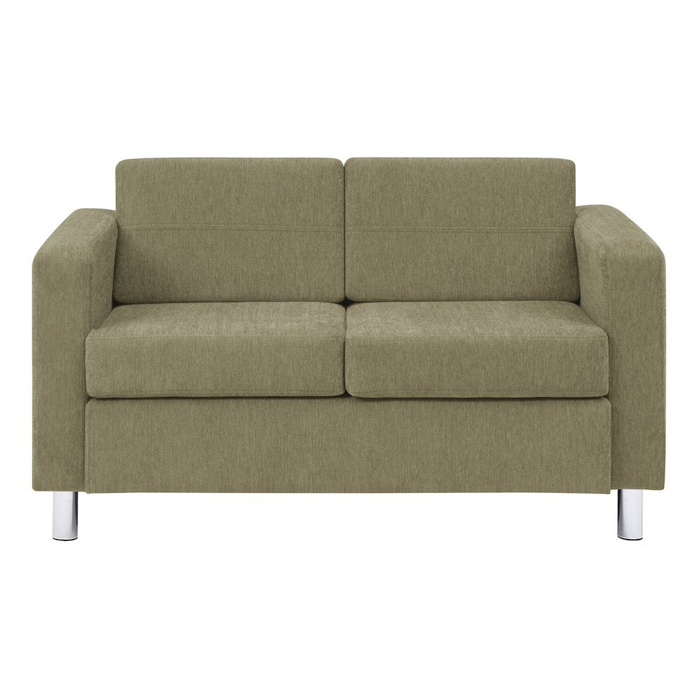 Pacific Loveseat in Sea Green Fabric with Chrome Legs