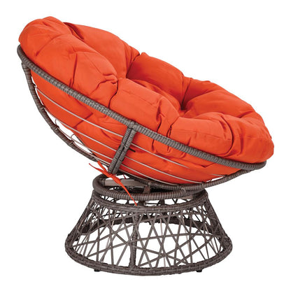 Papasan Chair with Orange cushion and Dark Grey Wicker Wrapped Frame, BF25292-18