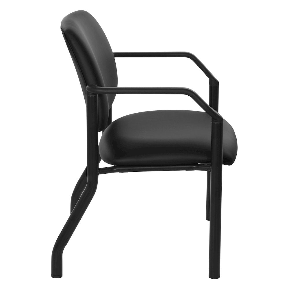 Big & Tall Guest Chair in Dillon Black Fabric with PU Arms and Black Metal Frame
