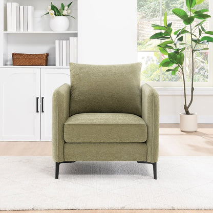 Newhaven Accent Chair in Sea Green Fabric with Black Metal Legs