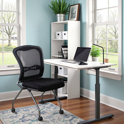 Black Folding Office Chair – Foldable Reception Chair for Conferences, Set of 2
