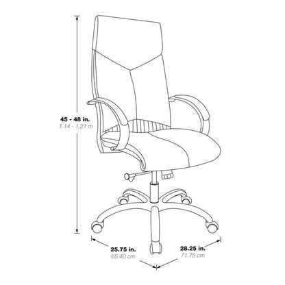 Deluxe High Back Executive Chair in Dillon Snow with Polished Aluminum Base and Padded Aluminum Arms, 7250-R101