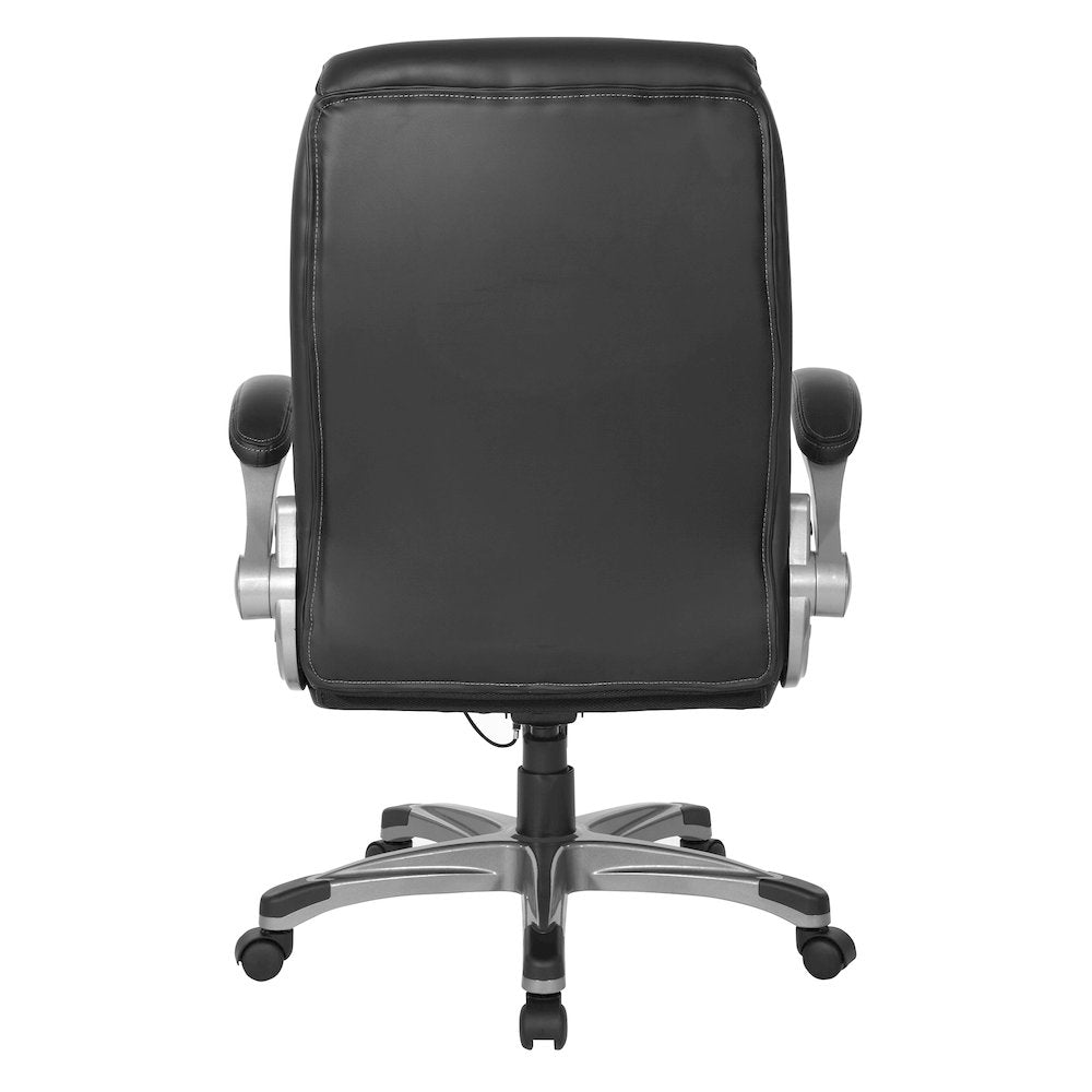 Executive Chair in Black Bonded Leather with Flip Arms