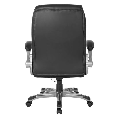 Executive Chair in Black Bonded Leather with Flip Arms
