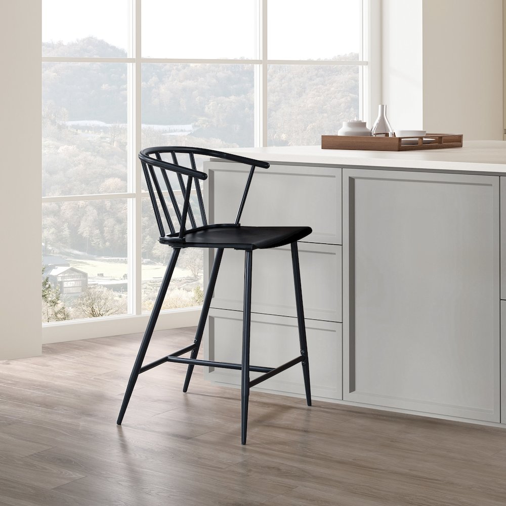 Lincoln All Metal Counter Stool in Black Finish