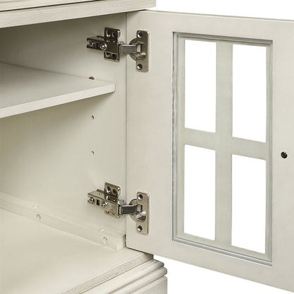 Chair Side Table with 1 Drawer and 1 Glass Door with Power Strip in White Finish