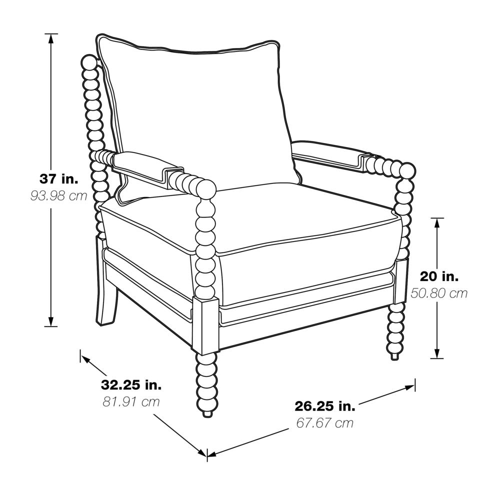 Fletcher Spindle Chair in Fog Fabric with Rustic Brown Finish