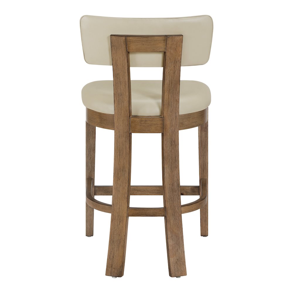 Hanson 26" Counter Stool with Taupe Faux Leather and Medium Oak Wood, 2-Pack