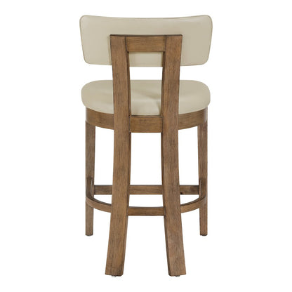 Hanson 26" Counter Stool with Taupe Faux Leather and Medium Oak Wood, 2-Pack