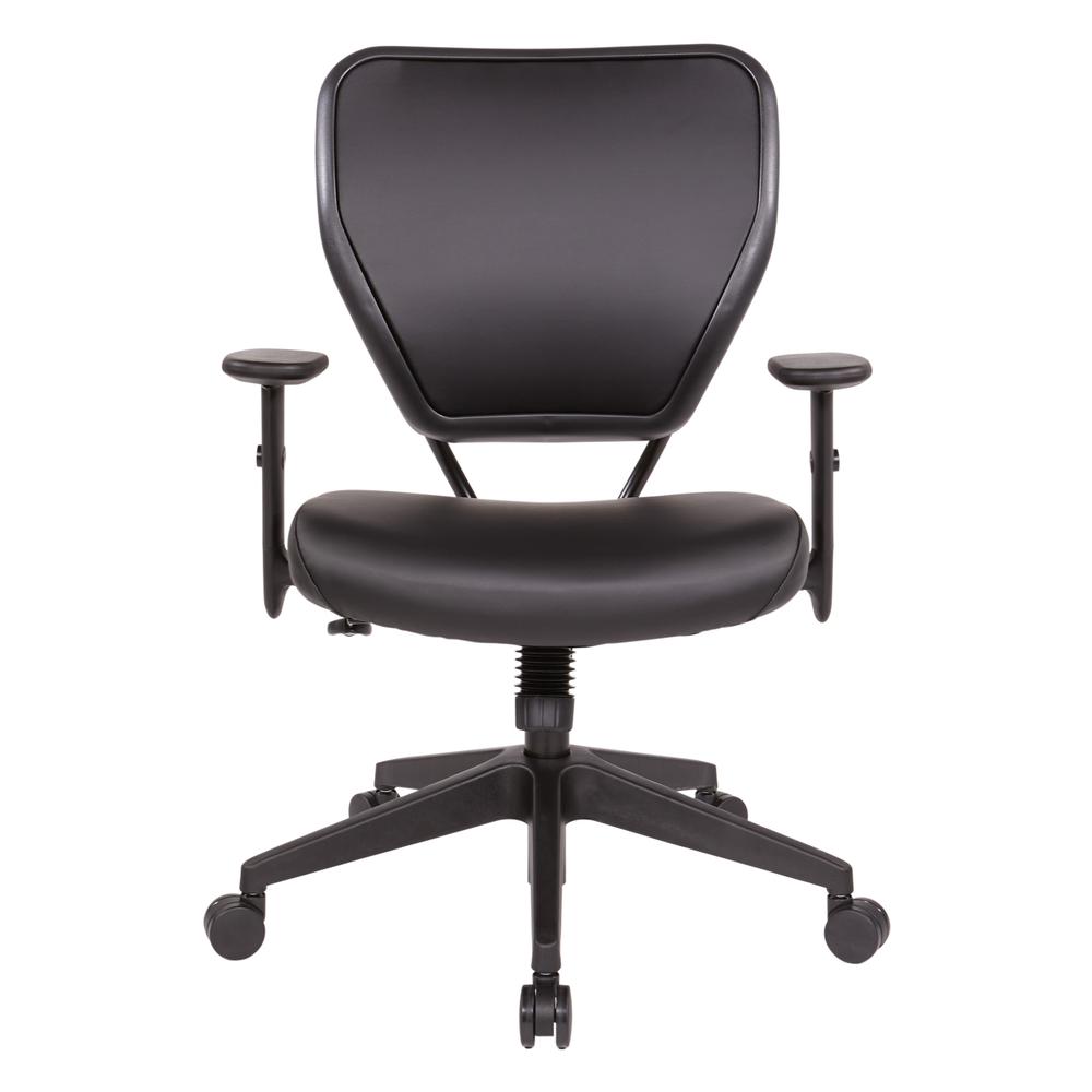 Antimicrobial Dillon Black Seat and Back Task Chair with Adjustable Angled Arms and Nylon Base, 5500D-R107