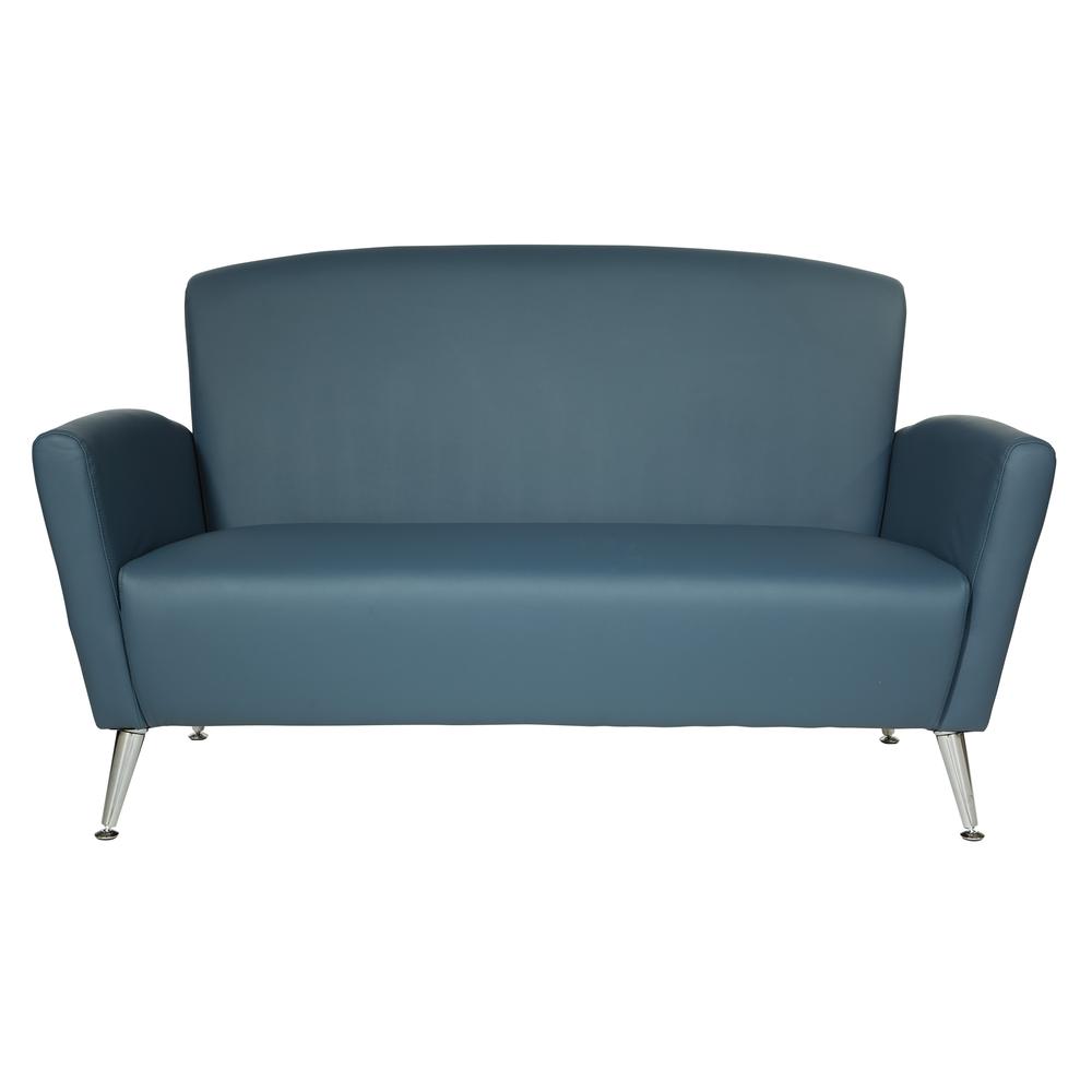 Loveseat in Dillon Blue Bonded Leather with Chrome Legs, SL50552-R105
