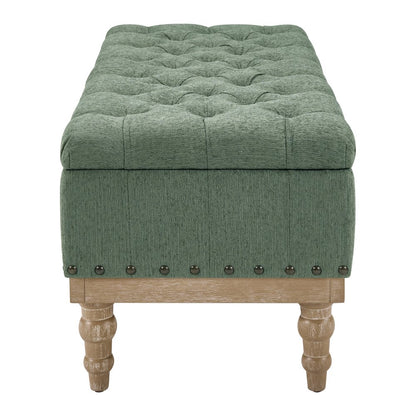 Landis Storage Bench in Green Fabric