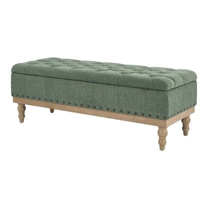 Landis Storage Bench in Green Fabric