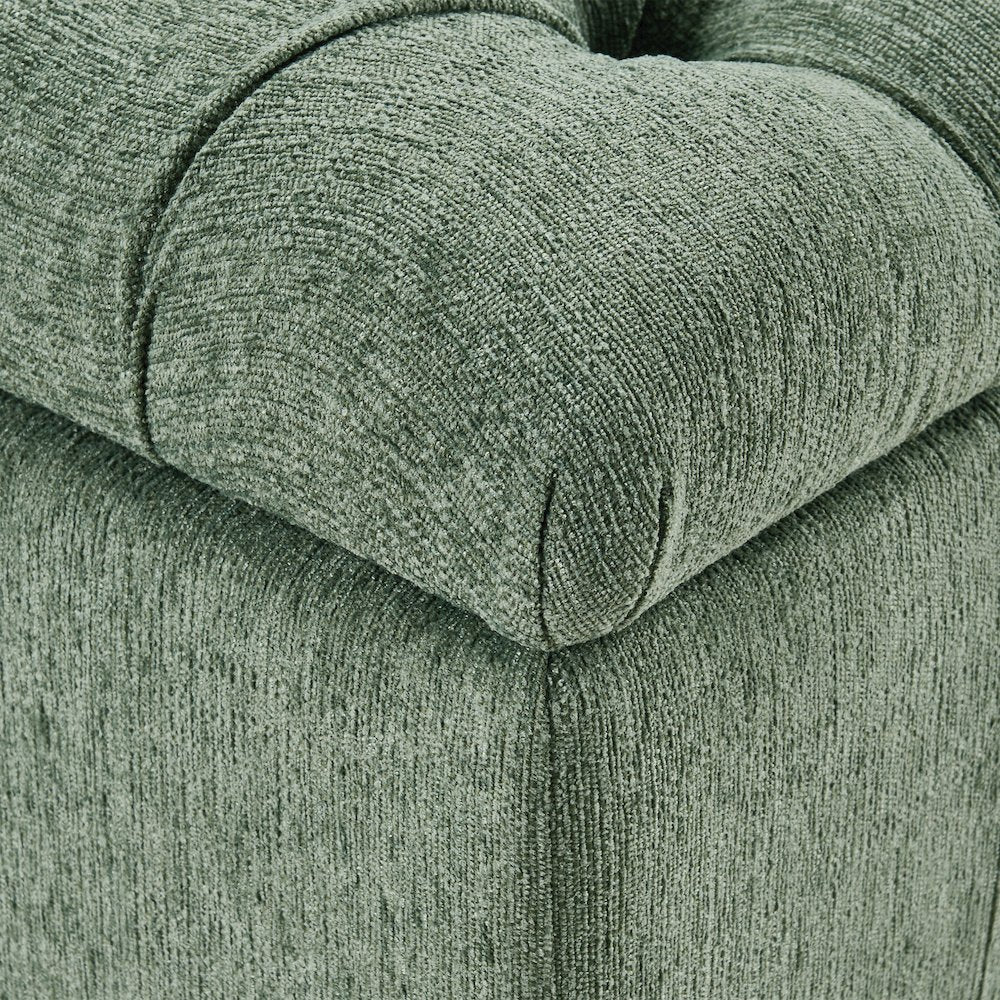 Landis Storage Bench in Green Fabric