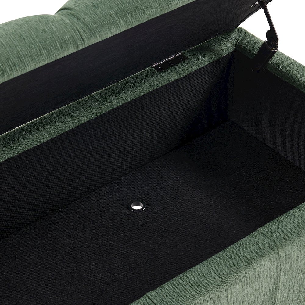 Landis Storage Bench in Green Fabric