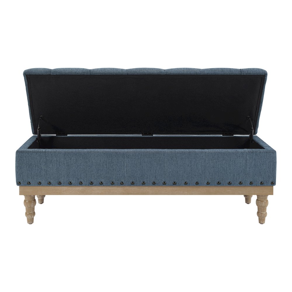 Landis Storage Bench in Blue Fabric
