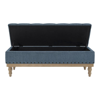 Landis Storage Bench in Blue Fabric