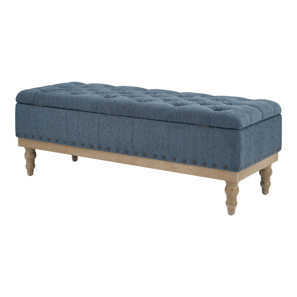 Landis Storage Bench in Blue Fabric