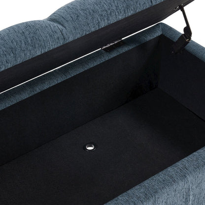 Landis Storage Bench in Blue Fabric