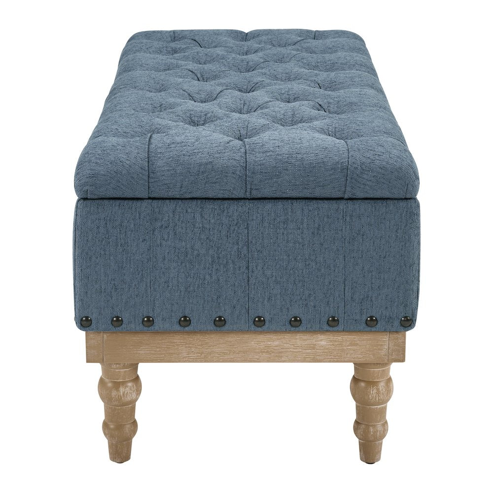 Landis Storage Bench in Blue Fabric