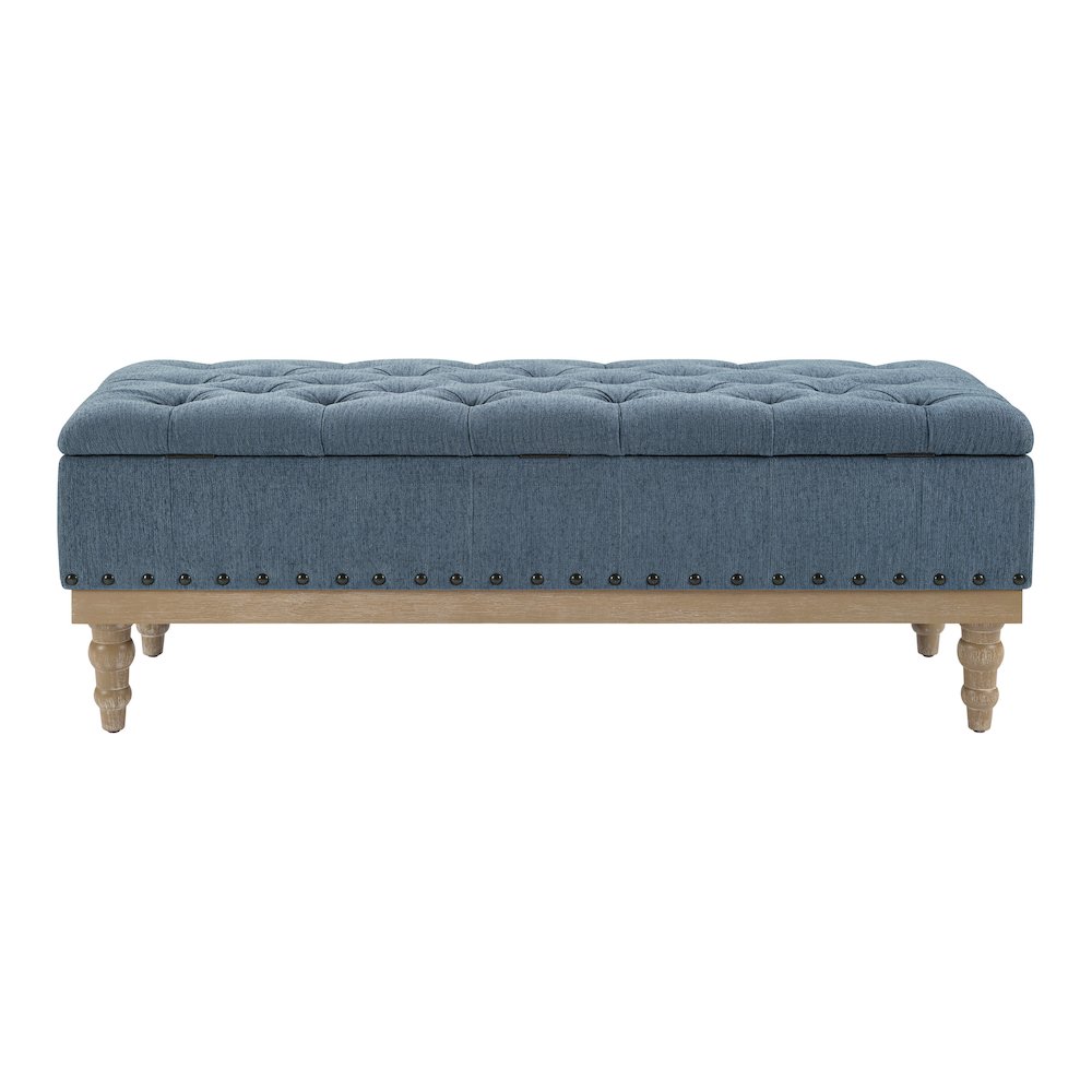 Landis Storage Bench in Blue Fabric