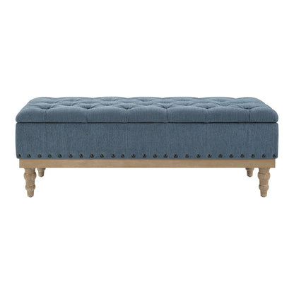 Landis Storage Bench in Blue Fabric