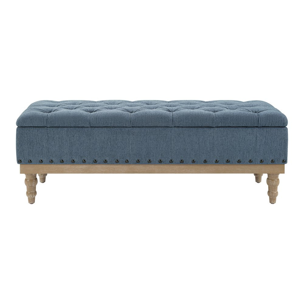 Landis Storage Bench in Blue Fabric