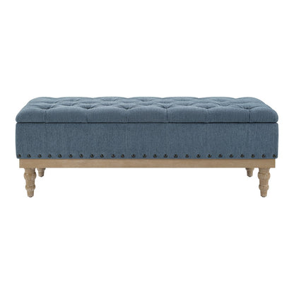Landis Storage Bench in Blue Fabric