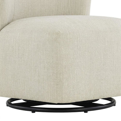 Polyester Upholstered Contemporary Swivel Accent Armchair with Steel Base, Linen