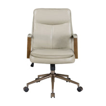 PU Leather Mid-Back Swivel Computer Desk Chair with Padded Seat and Arms, Taupe