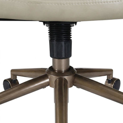 PU Leather Mid-Back Swivel Computer Desk Chair with Padded Seat and Arms, Taupe