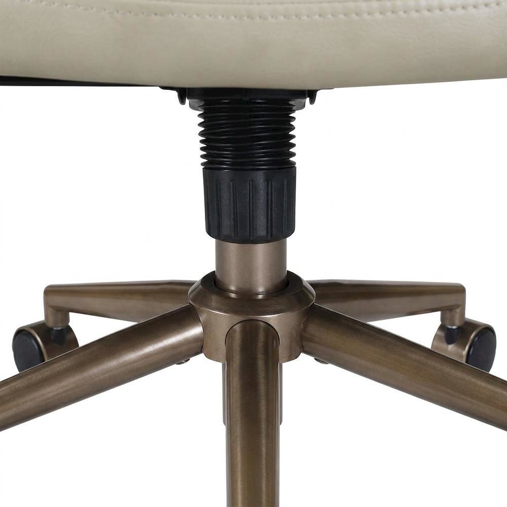 PU Leather Mid-Back Swivel Computer Desk Chair with Padded Seat and Arms, Taupe