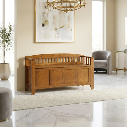 Wood Entryway Gun Concealment Bench with Storage and Durable Finish