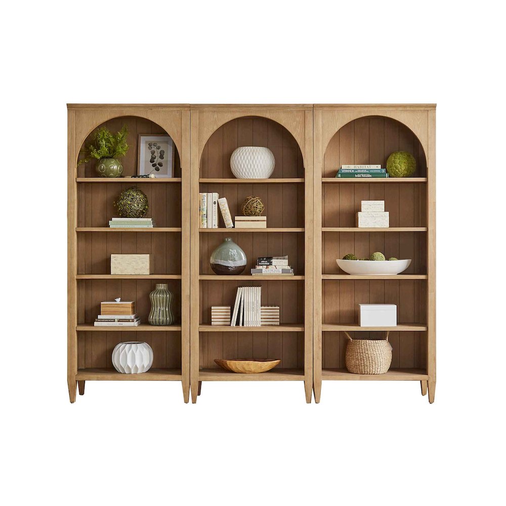 Laurel Modern Wood Open Bookcase Wall, Light Brown