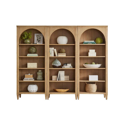 Laurel Modern Wood Open Bookcase Wall, Light Brown