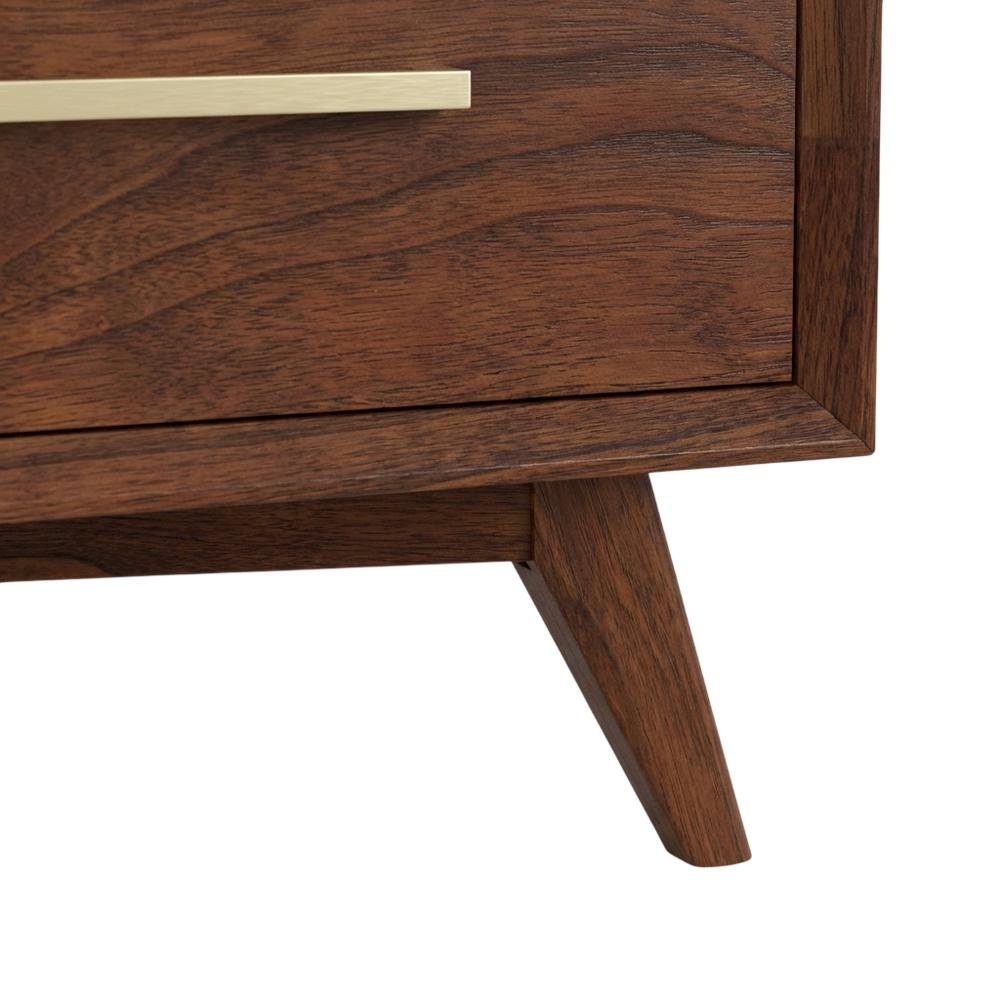 Mid Century Modern Brown TV Console with Mahogany Solids & Veneer