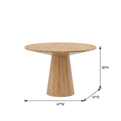 Natural Round Dining Table, Mid-Century Modern Style, Seats 4