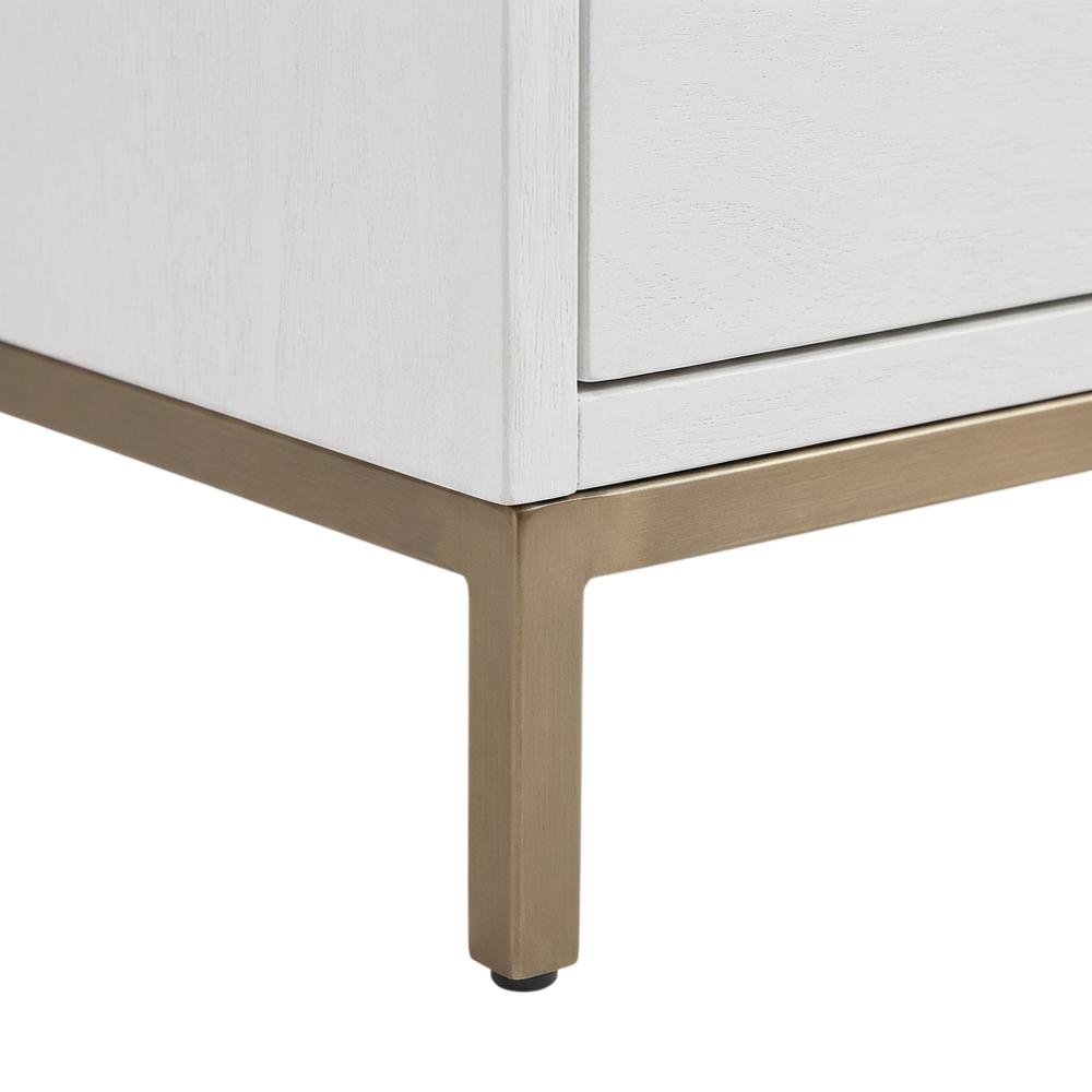 White modern contemporary TV console, mahogany solids, veneer construction