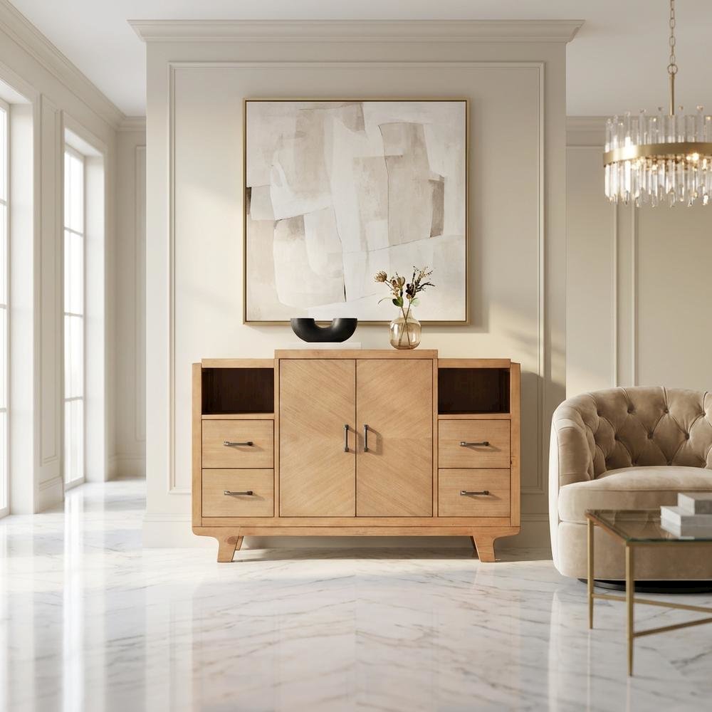 Solid Pine Sideboard Buffet Cabinet with Storage for Dining Room, Natural