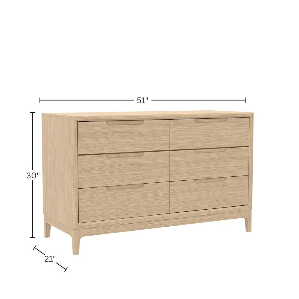 Light Oak Modern Bedroom Dresser with Spacious Drawers and Sturdy Design