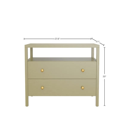 Modern Farmhouse Nightstand with Drawer Rubberwood Solids Oak Veneer