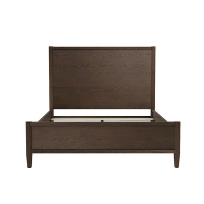Walnut Panel Bed Modern Contemporary Design Single Piece Wooden Frame