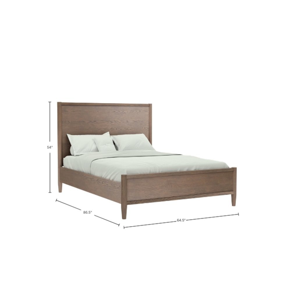 Walnut Queen Panel Bed with Modern Contemporary Design and Sturdy Frame